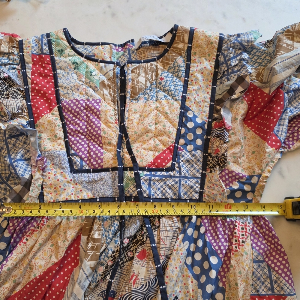 Hunter Bell Britton Quilted Patchwork Puff Sleeve Dress Size Xs - Picture 7 of 8